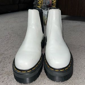 dr. martens 2976 quad platform women’s white chelsea boots